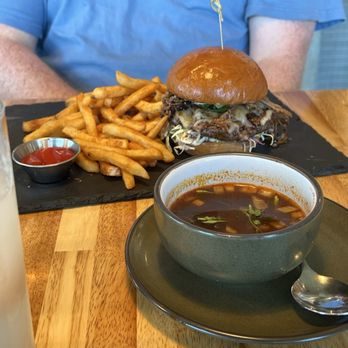 Prey Brewing - Oxtail birria burger with consome - Cocktail Bars Near Me - Vista, California