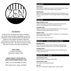 Zen & Juice - Right side of menu