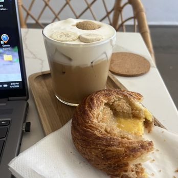 Jaffa Coffee Roasters - Bananas in Jericho latte and Passionfruit danish. - Coffee & Tea Near Me - Berkeley, California Jaffa Coffee Roasters - Bananas in Jericho latte and Passionfruit danish. - Coffee & Tea Near Me - Berkeley, California