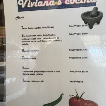 Viviana's - Menu as of June 2024 - Mexican Near Me - Ventura, California
