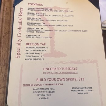 Davanti Enoteca - Menu - Italian Near Me - San Diego, California