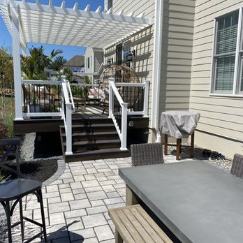 Creative Pavers - Deck with Pergola and Paver Patio - Landscaping Near Me - Gibbstown, New Jersey Creative Pavers - Deck with Pergola and Paver Patio - Landscaping Near Me - Gibbstown, New Jersey