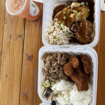 Ohana Kitchen - Kalua / katsu mix plate is with their interpretation of katsu loco . 20 minutes wait lil or no customers - Food Trucks Near Me - Albany, Oregon Ohana Kitchen - Kalua / katsu mix plate is with their interpretation of katsu loco . 20 minutes wait lil or no customers - Food Trucks Near Me - Albany, Oregon