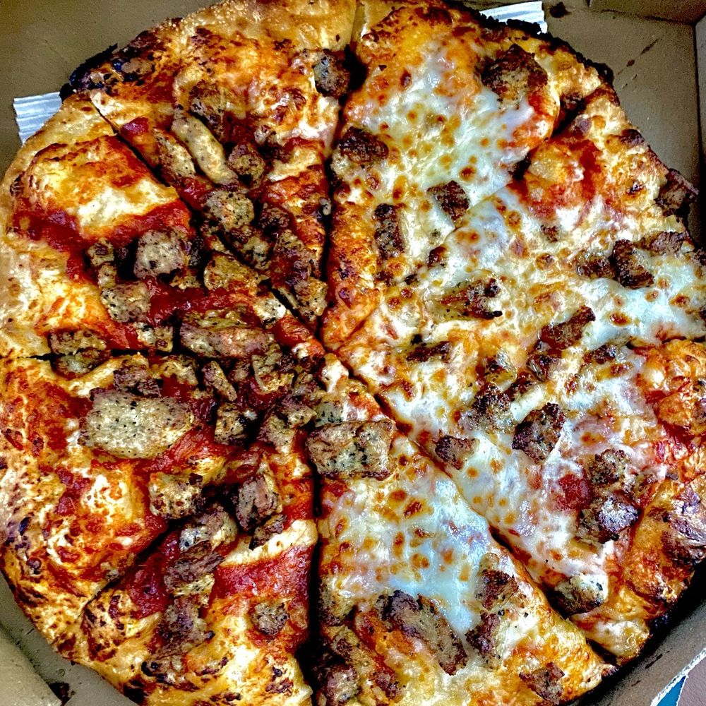 Domino's Pizza - Medium handmade crust with sausage and 1/2 without cheese. The crust was so crisp! - Pizza Near Me - Alameda, California