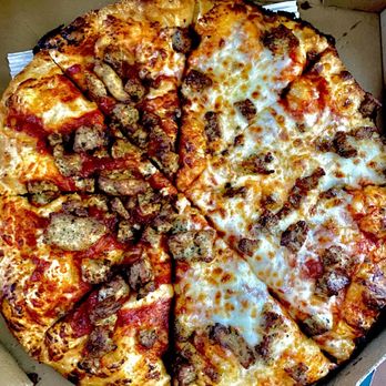 Domino's Pizza - Medium handmade crust with sausage and 1/2 without cheese. The crust was so crisp! - Pizza Near Me - Alameda, California