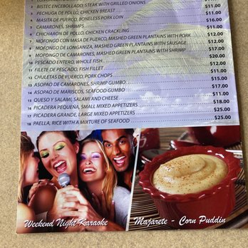 El Conuquito Restaurant - Menu in the back - Dominican Near Me - Miami, Florida