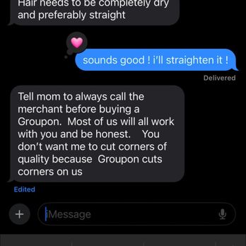 Brenda - Uptown Salons. - Admitting to cutting corners on Groupon clients?  A way to bully others into getting more money... This is not how you do business! - Hair Stylists Near Me - Conroe, Texas