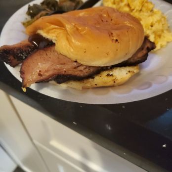 City Barbeque - Beef brisket sandwich corn pudding and collards - Barbeque Near Me - Decatur, Georgia City Barbeque - Beef brisket sandwich corn pudding and collards - Barbeque Near Me - Decatur, Georgia