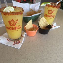 Miguel House Margaritas and complimentary chips, salsa and queso Miguel House Margaritas and complimentary chips, salsa and queso