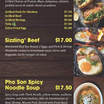 Pho Son - Updated Sandwiches/Bahn Mi Menu 2024 - Vietnamese Near Me - Oswego, Illinois