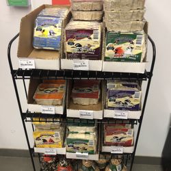 Bulk Barn - Awesome bird seed treats! We've been buying these at Bulk Barn for a decade!  You put them in a wire cage and hang!