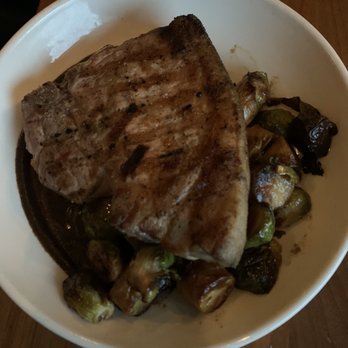 Kindred Fare - Pork Chop with Brussels Sprouts & Potatoes - New American Near Me - Geneva, New York