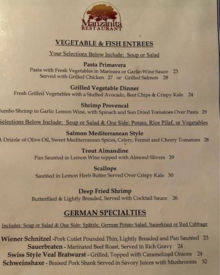 Menu photo 2 Manzanita Restaurant Cornville, AZ