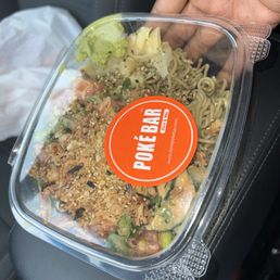 Supposedly this is 5 proteins & you can still see the space in my bowl. Smallest poke bowl I've ever gotten from here:( Supposedly this is 5 proteins & you can still see the space in my bowl. Smallest poke bowl I've ever gotten from here:(