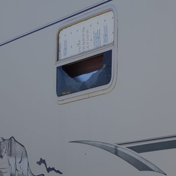 Tra-Tel Tucson RV Park - Trailer with broken out window - RV Parks Near Me - Tucson, Arizona Tra-Tel Tucson RV Park - Trailer with broken out window - RV Parks Near Me - Tucson, Arizona