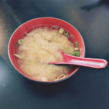Young's Sushi - Miso soup. It has fish in it, which is okay, yet I could not  have cause I'm a vegetarian. - Sushi Bars Near Me - Willoughby, Ohio