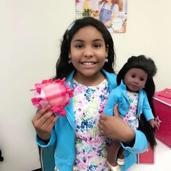 Aldine Branch Library - Jasmine also made a doll pillow in a craft they all did in the library.
