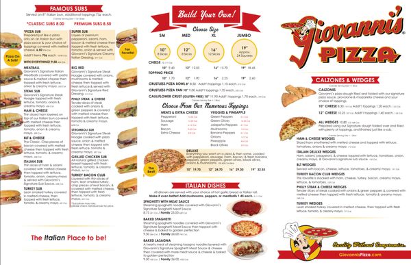 Menu photo 2 Giovanni's Pizza South Point, OH