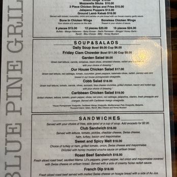Blue Pine Grill - Front of menu April 2026 - Burgers Near Me - Gresham, Oregon