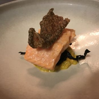 Sons & Daughters - Rainbow trout with smoked mussels over bomba rice and saffron butter - New American Near Me - San Francisco, California Sons & Daughters - Rainbow trout with smoked mussels over bomba rice and saffron butter - New American Near Me - San Francisco, California