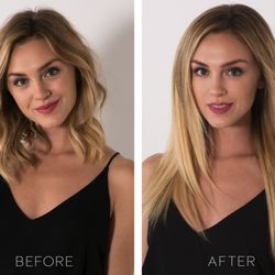 Soho Style - Seven Sister 7-piece length extensions before & after.
