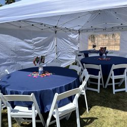 Firehouse Event Rentals - Tent, tables and chairs.