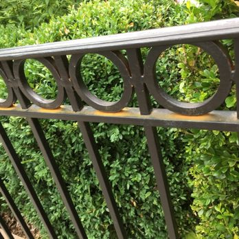A&B Iron Works - Less than a year after installation, fence has rusted just below circle pattern along the entire length of the fence. - Metal Fabricators Near Me - Brooklyn, New York A&B Iron Works - Less than a year after installation, fence has rusted just below circle pattern along the entire length of the fence. - Metal Fabricators Near Me - Brooklyn, New York
