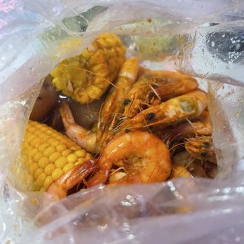 The Boiling Crab - My small batch of shrimp and bunch of sides: corn, sausage, and potatoes (to take home hahah) - Cajun/Creole Near Me - Garden Grove, California