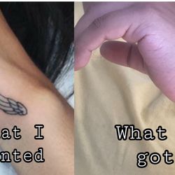 Silva's Tattooing - I wanted the wing as in the image on left. Image on right is what I got.
