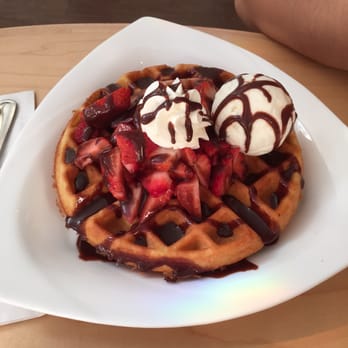 Prince Tea House - Waffle with Nutella, strawberries and vanilla ice cream - Tea Rooms Near Me - Flushing, New York