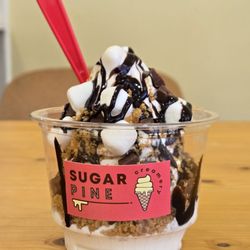 Toasted marshmallow with s'mores toppings