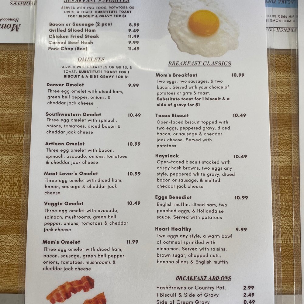 Mom's Cafe - Updated menu as of 4.14.2023 - Breakfast & Brunch Near Me - Carrollton, Texas Mom's Cafe - Updated menu as of 4.14.2023 - Breakfast & Brunch Near Me - Carrollton, Texas