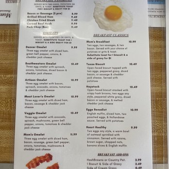 Mom's Cafe - Updated menu as of 4.14.2023 - Breakfast & Brunch Near Me - Carrollton, Texas