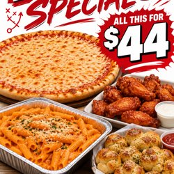 Anthonys Pizza - Sunday Football Special! Large Cheese Pizza, 10 Wings, 1/3 Tray Penne Vodka & 12 Garlic Knots--all for $44. Order for pickup or delivery!
