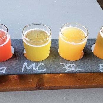 Woodstock Brewing - 1.) Raspberry Gose  2.) Mean Charlene Fruited Gose  3.) Balloon Ranger IPA  4.) Endless Cycle IPA - Breweries Near Me - Phoenicia, New York