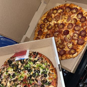 Pizza Stop - two pizzas in open boxes - Pizza Near Me - Richardson, Texas