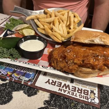 The Big Texan Steak Ranch - Spicy buffalo chicken sandwich - Steakhouses Near Me - Amarillo, Texas The Big Texan Steak Ranch - Spicy buffalo chicken sandwich - Steakhouses Near Me - Amarillo, Texas