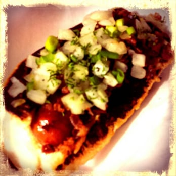 Dat Dog - Smoked German bratwurst with bacon and onions - Hot Dogs Near Me - New Orleans, Louisiana Dat Dog - Smoked German bratwurst with bacon and onions - Hot Dogs Near Me - New Orleans, Louisiana