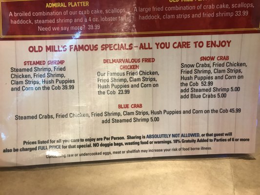 Menu photo 8 Old Mill Crab House Delmar, DE Menu photo 8 Old Mill Crab House Delmar, DE