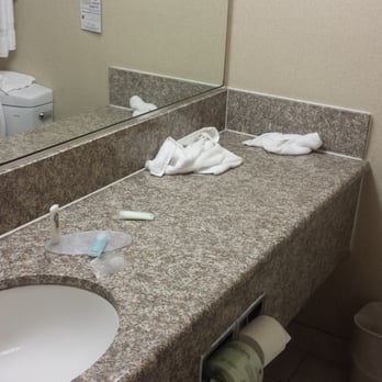 Quality Inn & Suites - Bathroom was also not cleaned prior to use arriving to the room. They don't have a cleaning crew at night so you're screwed. - Hotels Near Me - Walnut, California Quality Inn & Suites - Bathroom was also not cleaned prior to use arriving to the room. They don't have a cleaning crew at night so you're screwed. - Hotels Near Me - Walnut, California