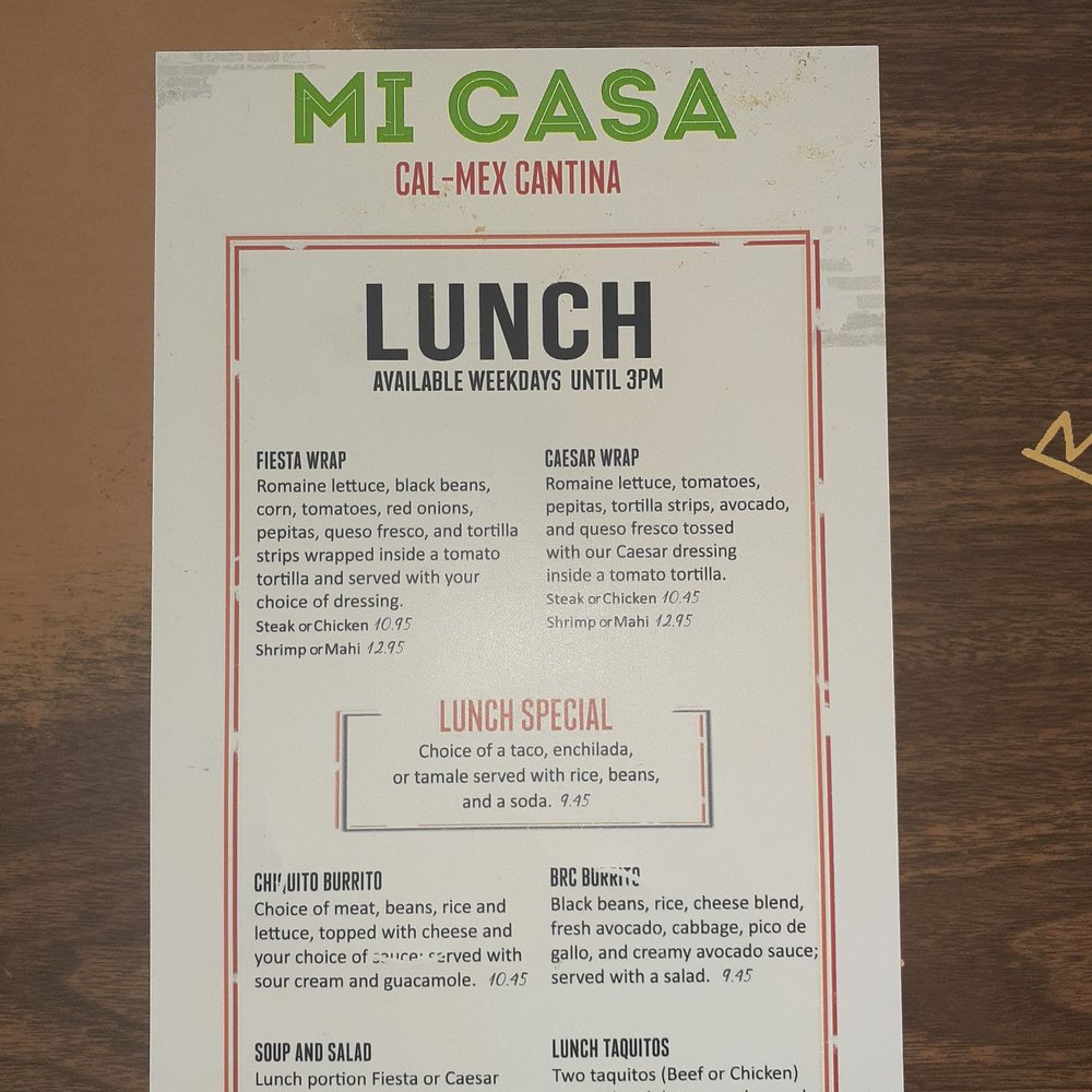 Mi Casa - Lunch menu - Mexican Near Me - Costa Mesa, California