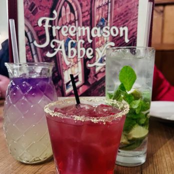 Freemason Abbey Restaurant - Turboman (center), mojito (right), and butterfly effect (left) - New American Near Me - Norfolk, Virginia Freemason Abbey Restaurant - Turboman (center), mojito (right), and butterfly effect (left) - New American Near Me - Norfolk, Virginia