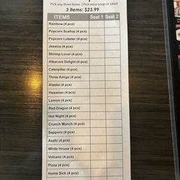 Lunch special menu Lunch special menu