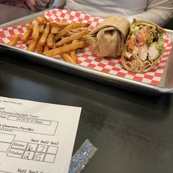 The 5 Spot - Chicken wrap with truffle fries - American Near Me - Savannah, Georgia The 5 Spot - Chicken wrap with truffle fries - American Near Me - Savannah, Georgia
