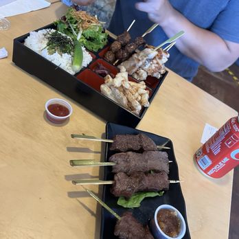 Sumiya Bento - Kalbi Skewers,  Deluxe Bento, Sumiya Special Potato Fries - Japanese Near Me - Milpitas, California