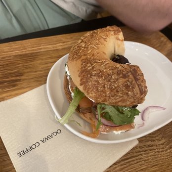 Ogawa Coffee - Smoked Salmon Bagel on asiago - Coffee & Tea Near Me - Boston, Massachusetts