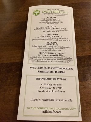 Menu photo 8 Taziki's Mediterranean Cafe Knoxville, TN Menu photo 8 Taziki's Mediterranean Cafe Knoxville, TN