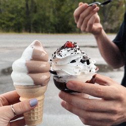 Cravings Soft Serve Ice Cream Parlor - Soft Serve Chocolate and Vanilla Twist, Sundae