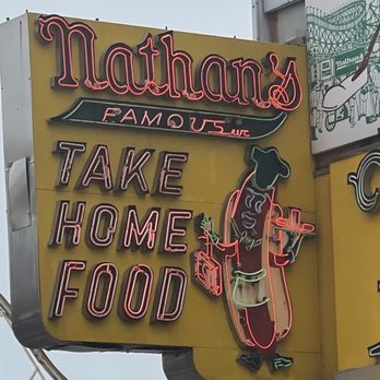 Nathan's Famous - Outside sign - Hot Dogs Near Me - Brooklyn, New York Nathan's Famous - Outside sign - Hot Dogs Near Me - Brooklyn, New York