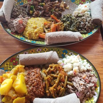 Goorsha - Vegetable Combo - potatoes, lentils, green beans, cubed potatoes, diced tomatoes - Ethiopian Near Me - Durham, North Carolina